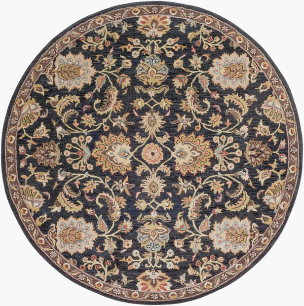 Livabliss Middleton Hand Tufted Wool Area Rug Traditional Artisan Craft for Entryway or Bedroom Ink Blue, Olive 8' x 8' AWMD1000-8RD