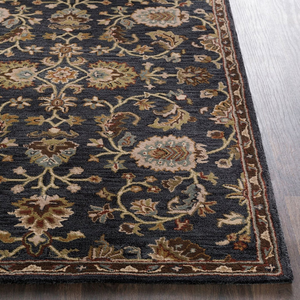 Livabliss Middleton Hand Tufted Wool Area Rug Traditional Artisan Craft for Entryway or Bedroom Ink Blue, Olive 3'6" x 3'6" AWMD1000-36RD