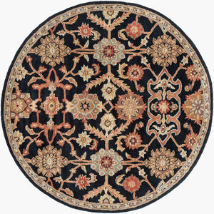 Livabliss Middleton Hand Tufted Wool Area Rug Traditional Artisan Craft for Entryways Kitchens Black, Rust 3'6" x 3'6" AWMD2073-36RD