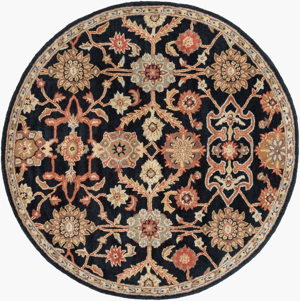 Livabliss Middleton Hand Tufted Wool Area Rug Traditional Artisan Craft for Entryways Kitchens Black, Rust 3'6" x 3'6" AWMD2073-36RD