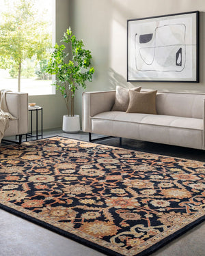 Livabliss Middleton Hand Tufted Wool Area Rug Traditional Artisan Craft for Entryways Kitchens Black, Rust 4' x 6' AWMD2073-46