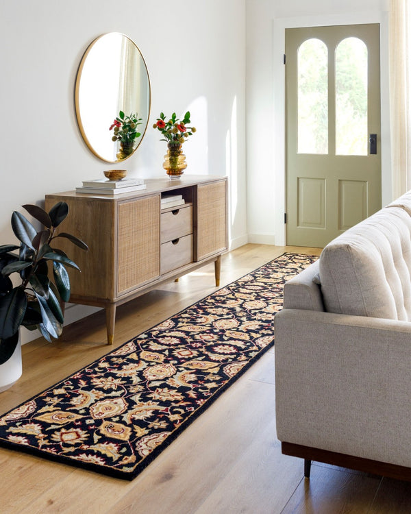 Livabliss Middleton Hand Tufted Wool Area Rug Artisan Crafted Traditional Pattern for Entryway or Bedroom Black, Camel 2'3" x 8' AWMD2078-238