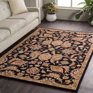 Livabliss Middleton Hand Tufted Wool Area Rug Artisan Crafted Traditional Pattern for Entryway or Bedroom Black, Camel 3' x 5' AWMD2078-35