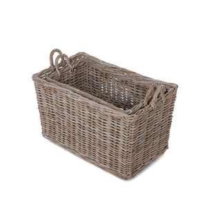 Park Hill Rattan Woven Storage Basket with Casters - Set of 2 ECW30217