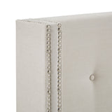 Homelegance By Top-Line Magnolia Nailhead Wingback Button Tufted Headboard White Linen