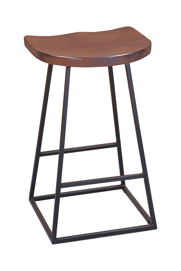 Porter Designs Clement Solid Acacia Wood Bar Stool With Sleek Lines And Comfortable Scooped Seat Brown Wood 07-196-10-2099