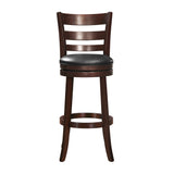 Homelegance By Top-Line Wyatt Ladder Back Faux Leather Swivel 29-inch Height Bar Stool Black Rubberwood