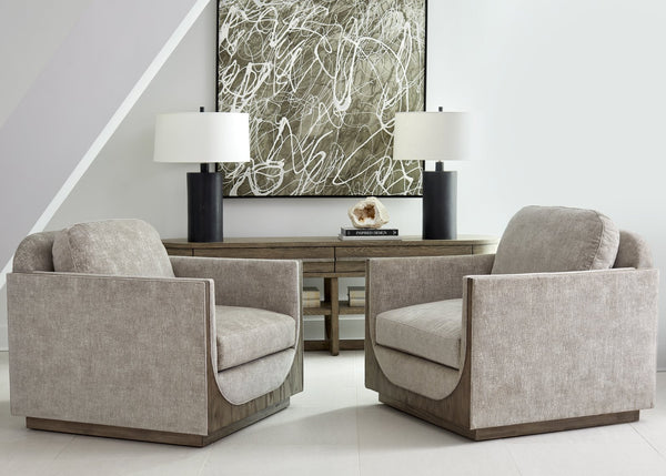 A.R.T. Furniture Bastion Lounge Chair In Mink Finish - Contemporary Design With Silvery Chenille Blend Fabric Comfort  Parrwood Frame In The Mink Finish 763503-5354