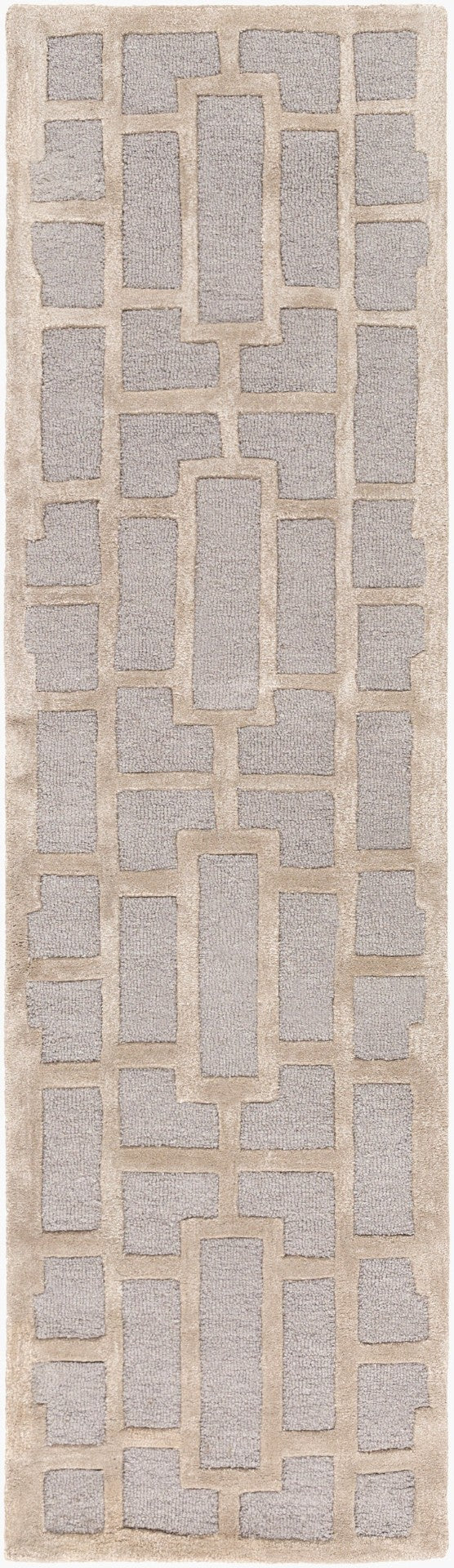 Livabliss Arise Hand Tufted Wool Viscose Blend Accent Rug for Entryway Bedroom or Bath Light Gray, Bei 2'3" x 8' AWRS2141-238