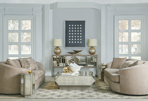 A.R.T. Furniture Mezzanine Cocktail Table In Dove Gray - Stylish Storage With Metal Frame & Antique Mirror Accents Light Gray Parawood And Poplar Solids,Mirror 325341-2249