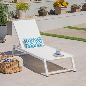 English Elm Myers Outdoor Aluminum Mesh Chaise Lounge Adjustable Poolside Reclining Chair 61407.00WWHI