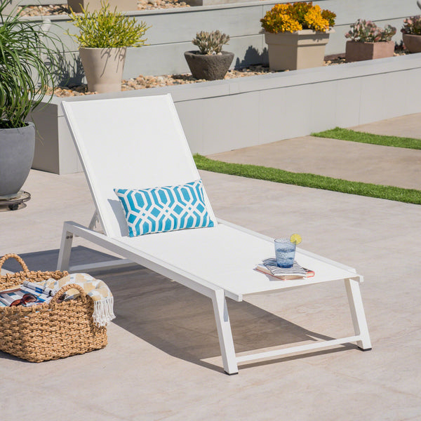 English Elm Myers Outdoor Aluminum Mesh Chaise Lounge Adjustable Poolside Reclining Chair 61407.00WWHI