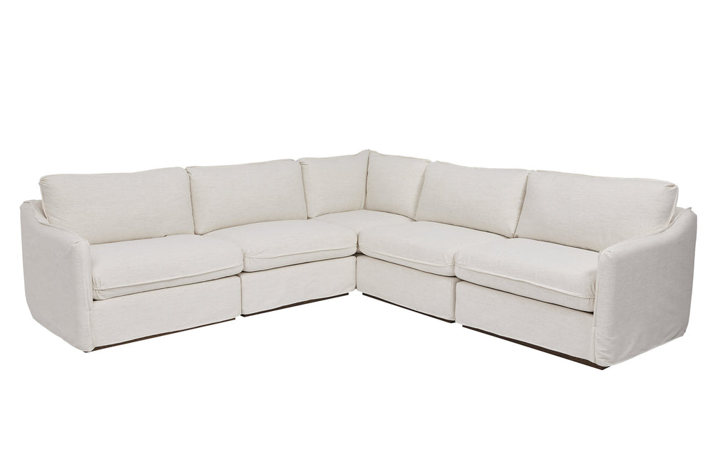 A.R.T. Furniture Alias Modular Sectional Sofa - Luxurious Slipcovered Design In Vanilla & Light Oak Finish For Chic Living White Slipcover In A Polyester,Linen Blend Fabric,In A Vanilla Coloration 761513-5302s5