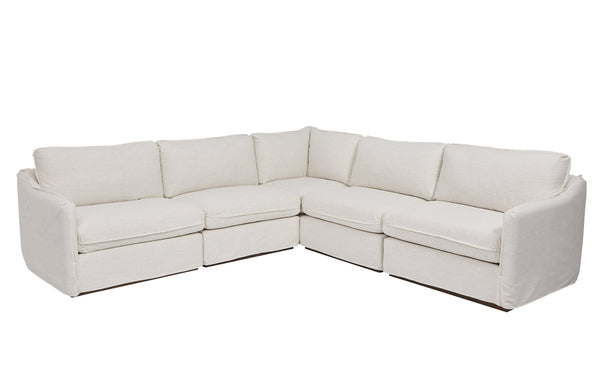A.R.T. Furniture Alias Modular Sectional Sofa - Luxurious Slipcovered Design In Vanilla & Light Oak Finish For Chic Living White Slipcover In A Polyester,Linen Blend Fabric,In A Vanilla Coloration 761513-5302s5