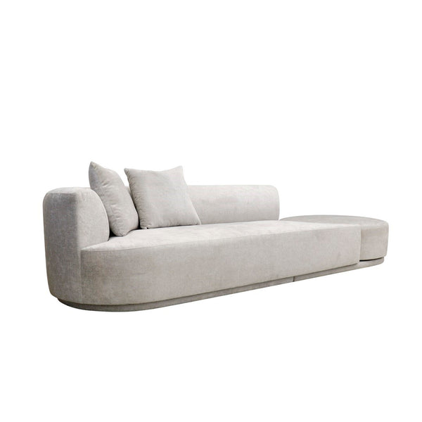 Pasargad Amalfi Design Sofa With Swivel Ottoman & 2 Pillows – Versatile Comfort In Beige Upholstery Beige Poly Fabric Pdy-22093