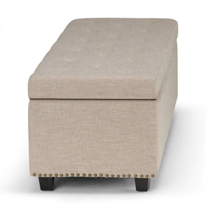 English Elm Hamilton Storage Ottoman - Stylish Natural Linen Upholstered Bench With Hidden Storage & Comfort B136P159919