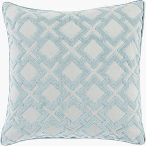 Surya Alexandria 18"X18" Soft Cotton Accent Pillow - Contemporary Style With Sophisticated Detailing & Easy Care Pale Blue Cotton,Cotton Ax001-1818p