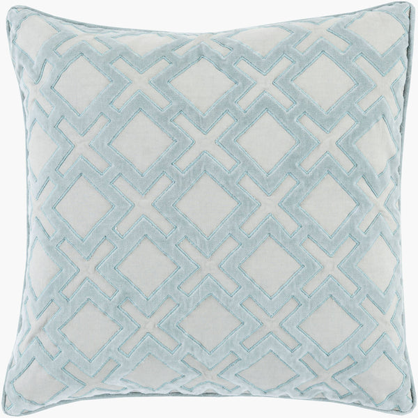 Surya Alexandria 18"X18" Soft Cotton Accent Pillow - Contemporary Style With Sophisticated Detailing & Easy Care Pale Blue Cotton,Cotton Ax001-1818p