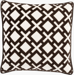 Surya Alexandria 18"X18" Soft Cotton Accent Pillow - Contemporary Style With Sophisticated Detailing & Easy Care Black Cotton,Cotton Ax003-1818