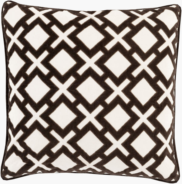 Surya Alexandria 18"X18" Soft Cotton Accent Pillow - Contemporary Style With Sophisticated Detailing & Easy Care Black Cotton,Cotton Ax003-1818