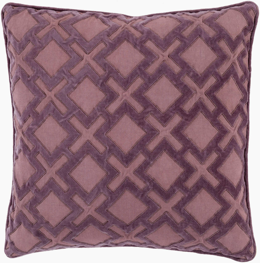 Surya Alexandria 18"X18" Soft Cotton Accent Pillow - Contemporary Style With Sophisticated Detailing & Easy Care Mauve Cotton,Cotton Ax004-1818d