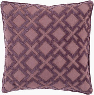 Surya Alexandria 18"X18" Soft Cotton Accent Pillow - Contemporary Style With Sophisticated Detailing & Easy Care Mauve Cotton,Cotton Ax004-1818d