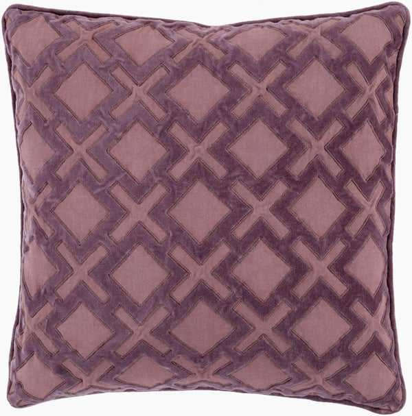Surya Alexandria 18"X18" Soft Cotton Accent Pillow - Contemporary Style With Sophisticated Detailing & Easy Care Mauve Cotton,Cotton Ax004-1818d