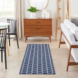 Nourison Reversible Indoor Outdoor RVB01 Machine Made Loom-woven Borderless Design Indoor/Outdoor Modern Outdoor Rug Navy, Navy 89% Polypropylene,11% Polyester 99446974440