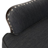 Christopher Knight Home® - Noble House - Mantua Contemporary Fabric Upholstered Accent Chair with Nailhead Trim, Charcoal and Dark Brown