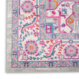 Nourison Passion PSN20 Machine Made Power-loomed Floral Border Indoor Only Bohemian  Rug Light Grey,Pink, Grey and Pink 100% Polypropylene 99446486752