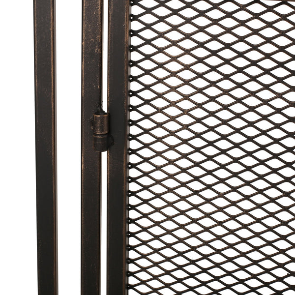 English Elm Christopher Knight Home® - FIREPLACE Samantha Iron Screen with Matte Finish, Handcrafted Mesh Guard, Dual Doors & Sleek Frame Black+Gold 67721.00BBGLD