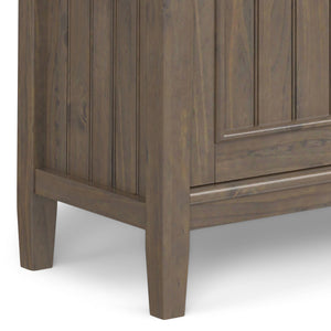 English Elm Lev Solid Wood Low Storage Cabinet Smoky Brown – Handcrafted Transitional 2-Door Cabinet w/ Shelves, Bronze Handles B136P158818