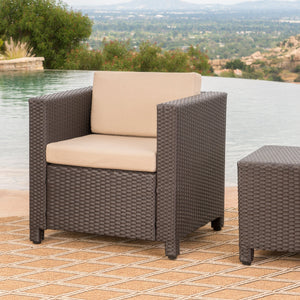 English Elm Puerta Outdoor Club Chair Woven Faux Rattan Iron Frame All Weather Patio Lounge 52979.00DBRN