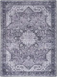 Nourison Washables NWB15 Machine Made Power-loomed Narrow Border Indoor Only Vintage  Rug Charcoal Grey, Charcoal Grey Front Base, 85% Polyester,9% Cotton,6% Other Fibers 99446994271