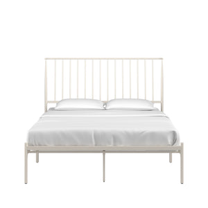 Homelegance By Top-Line Dante Metal Platform Bed with Curved Metal Headboard White Metal