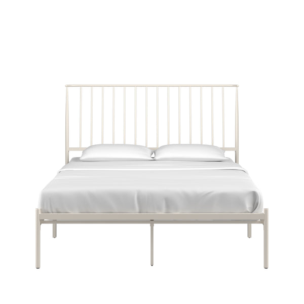 Homelegance By Top-Line Dante Metal Platform Bed with Curved Metal Headboard White Metal