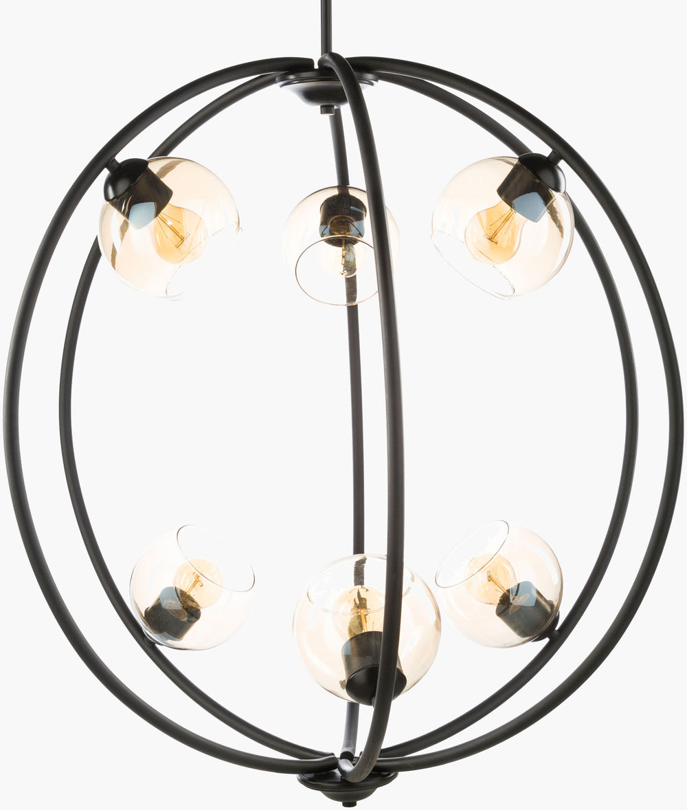 Surya Axel Modern 32" Glass And Steel Chandelier - Elegant Design To Revitalize Your Home Decor Space Fixture, Black,Base, Black,Shade, Clear,Cord, Translucent Steel Axl-001