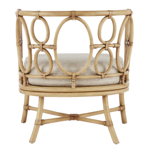 Tegal Natural Chair - Handcrafted Rattan with Leather Ties for Elegant Indoor & Beachside Living