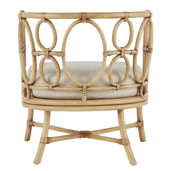 Tegal Natural Chair - Handcrafted Rattan with Leather Ties for Elegant Indoor & Beachside Living