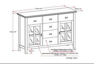 English Elm Artisan Solid Wood Sideboard Buffet - Honey Brown Elegance With Ample Storage & Timeless Design B136P158389