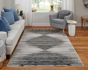 Feizy Rugs Micah Geometric Area Rug – Soft, Durable, And Stylish For High Traffic Spaces In Contemporary Homes Black,Silver,Taupe Polyester,Polypropylene 69439lrfblkslve10