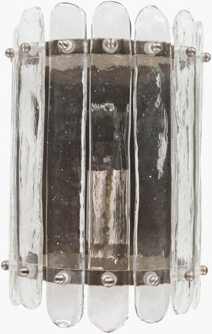 Surya Axton Modern Wall Sconce - 5"L X 6"W X 9"H | Stylish Lighting To Revitalize Your Home Decor Space Fixture, Clear Glass,Iron Axn-001