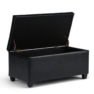 English Elm Sienna Storage Ottoman Bench – Stylish Midnight Black Faux Leather With Hidden Storage & Comfort B136P159110-GIGA