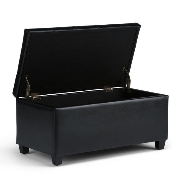 English Elm Sienna Storage Ottoman Bench – Stylish Midnight Black Faux Leather With Hidden Storage & Comfort B136P159110-GIGA
