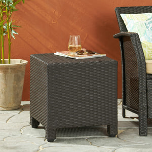 Christopher Knight Home® - Noble House - Puerta Outdoor Wicker Accent Side Table, Dark Brown