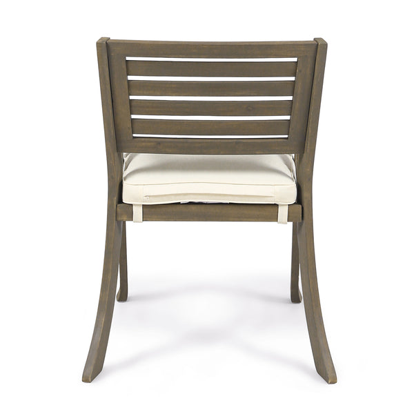 English Elm Helen Outdoor Acacia Hardwood Dining Chairs Curved Slat Back Patio Set of Two 54555.00GRY