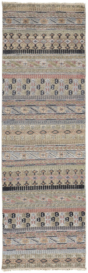 Feizy Rugs Payton Hand Knotted Wool And Viscose Rug With Geometric Tribal Patterns For Stylish Interiors Tan,Orange,Blue Viscose,Wool 9806498fpnkmlti68