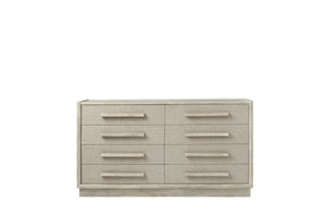 A.R.T. Furniture Cotiere Dresser: Contemporary Linen Finish With 8 Drawers, Cedar-lined Bottoms & Soft-close Glides Beige Material, Parawood Solids,Mixed Split Cathedral And Quarter White Oak Veneers,Fabric 299130-2349