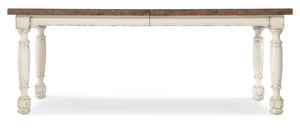 Hooker Furniture Americana Farmhouse Dining Table With 22" Leaf — Two-Tone Honey Top, Distressed Daisy Base, Seats 8 Whites/Creams/Beiges 7050-75200-02