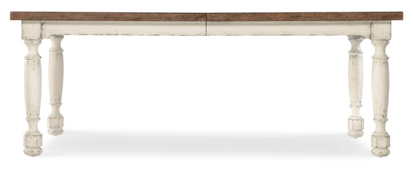 Hooker Furniture Americana Farmhouse Dining Table With 22" Leaf — Two-Tone Honey Top, Distressed Daisy Base, Seats 8 Whites/Creams/Beiges 7050-75200-02